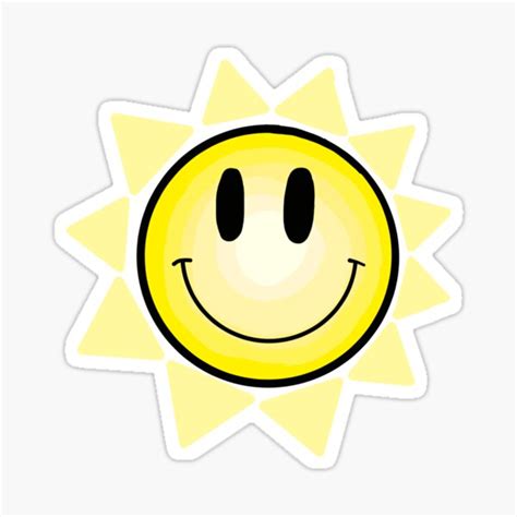 Smiley Face Sun Sticker By Makeziebattle Redbubble