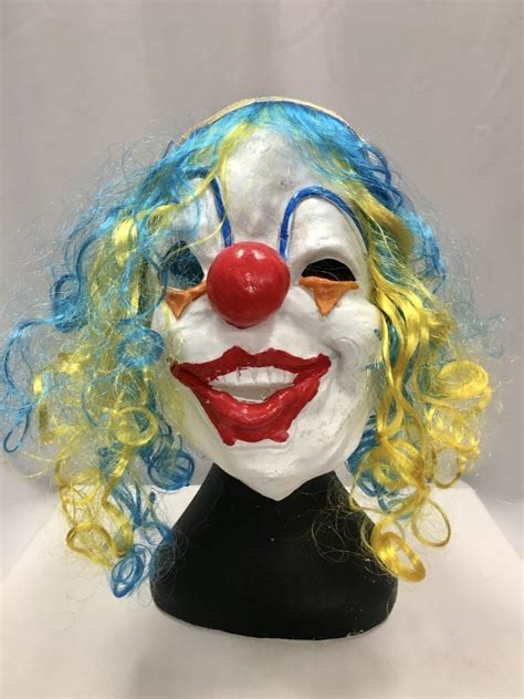 Ugly Clown Mask With Blue Hair The Costumery