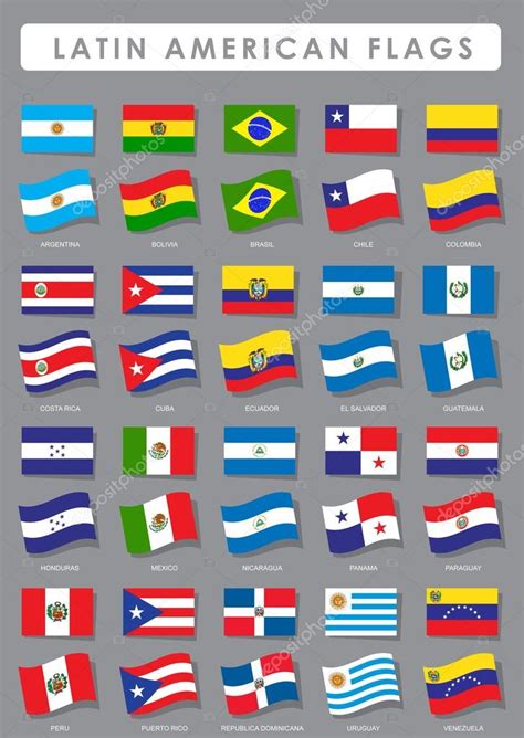 A Complete Collection Of The All Latin American Flags In Great Detail