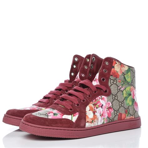 Gucci Suede Gg Blooms Womens High Top Sneakers 39 Dry Rose 332984