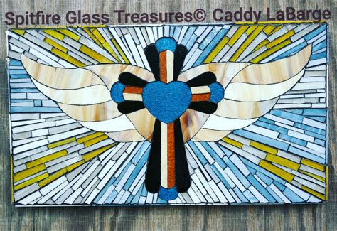 Stained Glass Cross Mosaic Angel Wings By Spitfire Glass Treasures Mosaic Stained Glass