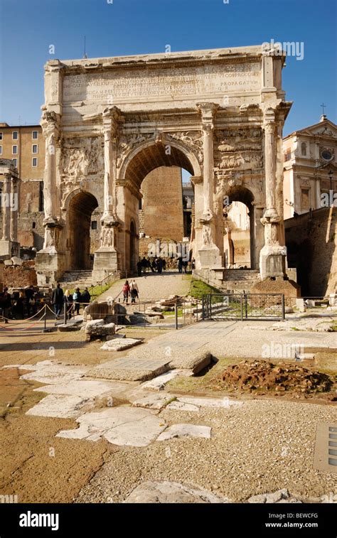 View To The Arch Of Septimius Severus At The Roman Forum Rom Italy