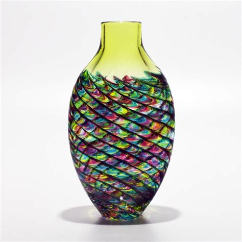 Art Glass Vase Kaleidoscopic Swirls Of Color Dance Across The Surface Of This Vibrant Blown