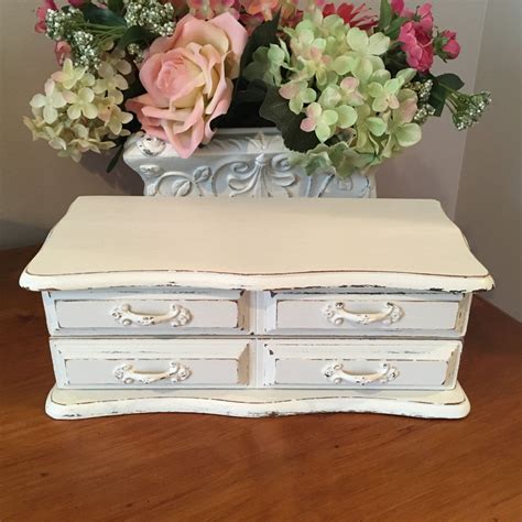 Vintage Jewelry Box Shabby Chic French Country Off White Etsy