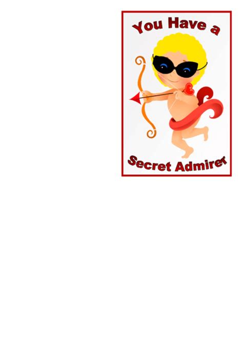 Secret Admirer Cupid Valentines Card Template Printable Pdf Download