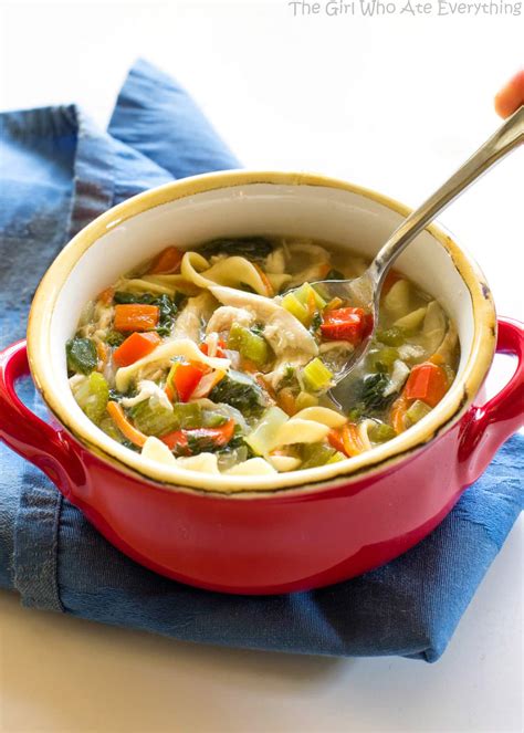 We are soup junkies at our house! Healthy Vegetable Chicken Soup - The Girl Who Ate Everything