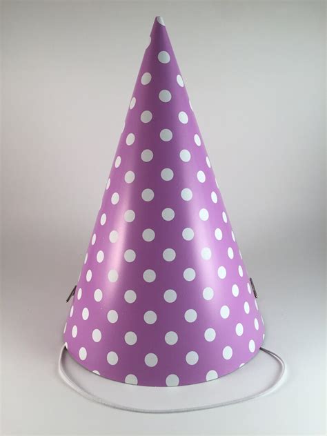 12 Party Hats Purple And White Polka Dots Set Of Paper Cone Hat Etsy