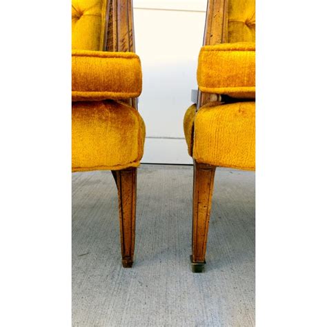 Boasting a stylishly curved back and chic. Vintage Gold Sam Moore Cane Barrel Chairs - Pair | Chairish