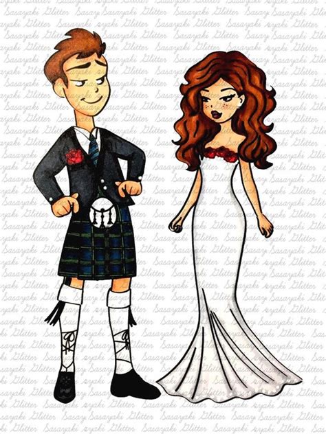 Scottish Couple Bride Groom Digital Stamp By Sasayaki