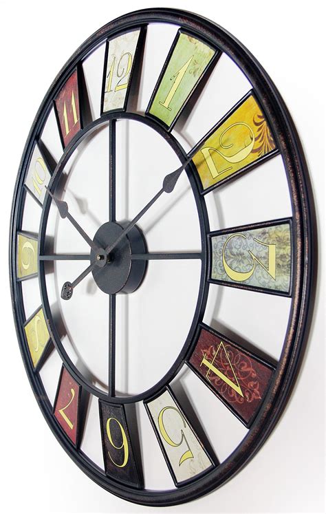 Oversized Wall Clock Round Metal 24 Hanging Abstract Art Modern Home