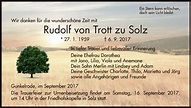 Traueranzeigen von Rudolf von Trott zu Solz | Trauer.HNA.de