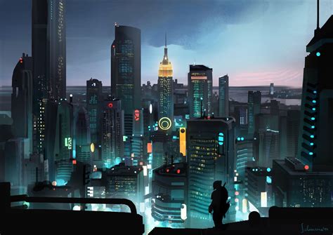 Artstation Cyberpunk New York Daniele Solimene Futuristic City Cyberpunk City Sci Fi