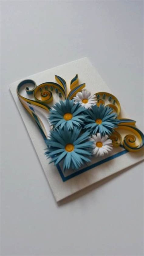 Handmade Quilling Card With Daisies Birthday Card Mothers Day Card