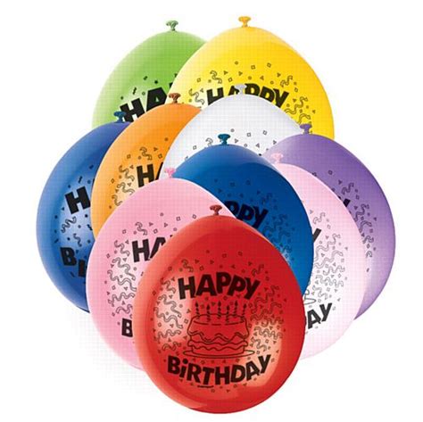 Happy Birthday Latex Balloons Assorted Colours Pack Of 10 Party Packs