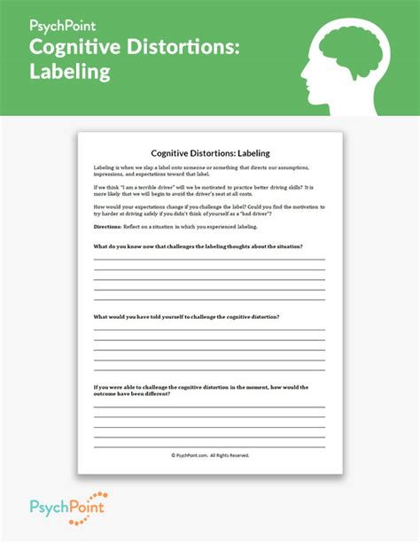 Cognitive Distortions Worksheet For Kids