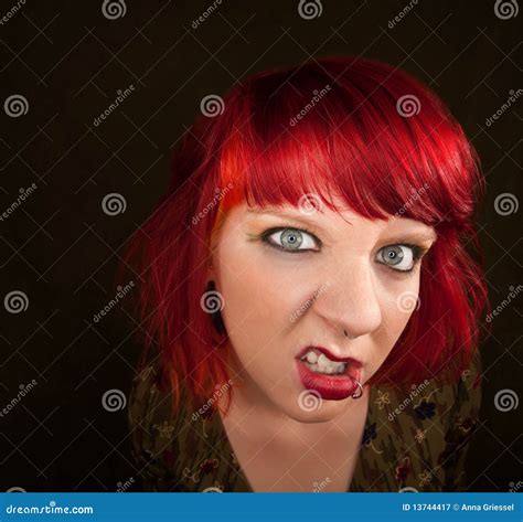 Punky Girl With Red Hair Stock Image Image Of Girl Hair 13744417
