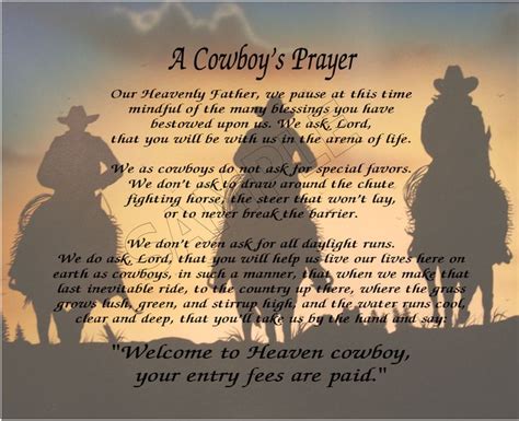 A Cowboys Prayer Personalized Art Poem Memory Birthday T • 998