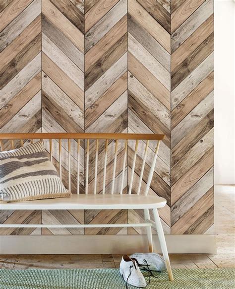 Chevron Wood Peel And Stick Wallpaper Wood Wallpaper Wood Plank