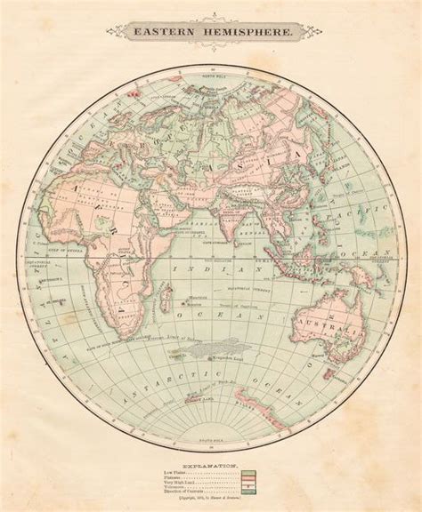 Print Of Eastern Hemisphere Map 1881 In 2020 Antique World Map