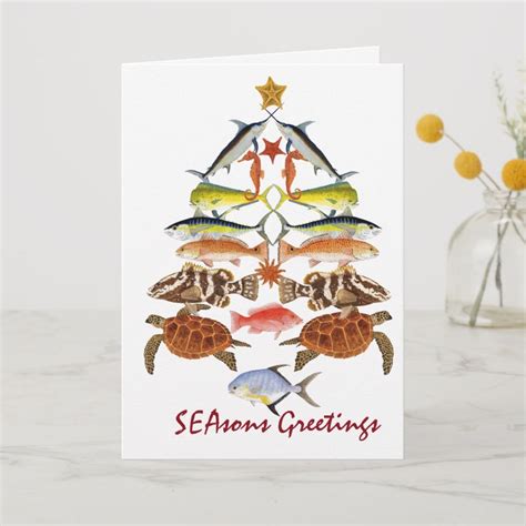 Season Greetings Ocean Fish Christmas Card Zazzle Fishing