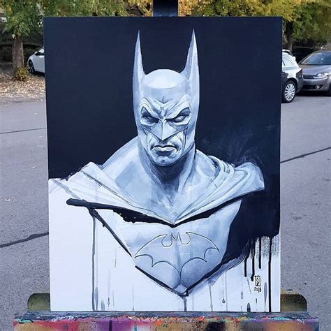 The Batman On Acrylic Painting Art Made By Alberto Russo From