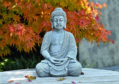 435 9 mit den maßen 32 x 11 x 12 cm und einem gewicht von 3 1 kg in kombination mit bambus schilf oder lilien auf jedem balkon und in jedem garten. Deko Buddha Figur Sitzend aus Wetterfestem Magnesia ...
