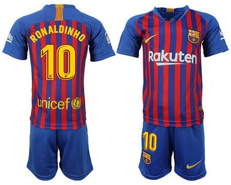 10 Ronaldinho Jersey Youth Barcelona 2018 19 Home