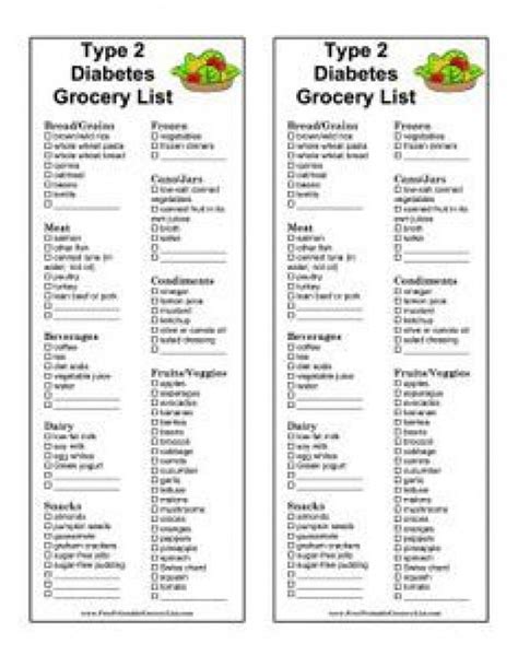 Printable Diabetic Grocery List Pdf Printable Word Searches