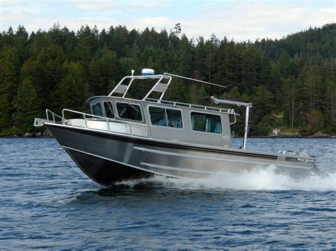 Some manufacturers offer all cabin features in their standard package; 32' Salish Aluminum Cabin Boat by Silver Streak Boats