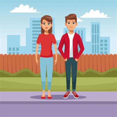 Premium Vector Young Couple Cartoons