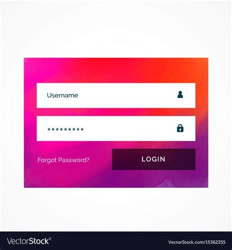 Bright Pink Login Form Template Design Royalty Free Vector