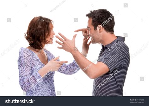 Angry Couple Yelling Each Other Isolated Stock Photo 50101273