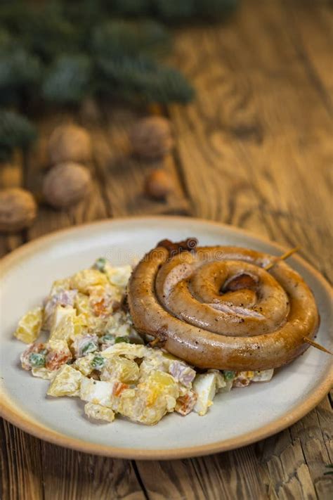 Traditional Christmas Food In Czech Republic White Sausage With