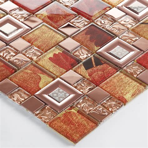 Red Crystal Glass Mosaice Tile 304 Stainless Steel Free Shipping Wall Backsplashes Sblt802