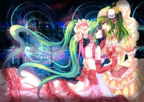 Green Hair Vocaloid Megpoid Gumi Hatsune Miku Twintails Wallpapers