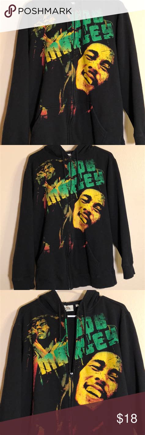 Bob Marley Zip Up Hoodie Size Medium Clothes Design Bob Marley Fashion