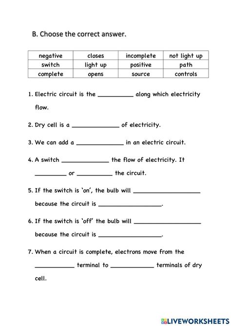Electric Circuit Exercise For Grade 6 Electric Circuit 6th Grade