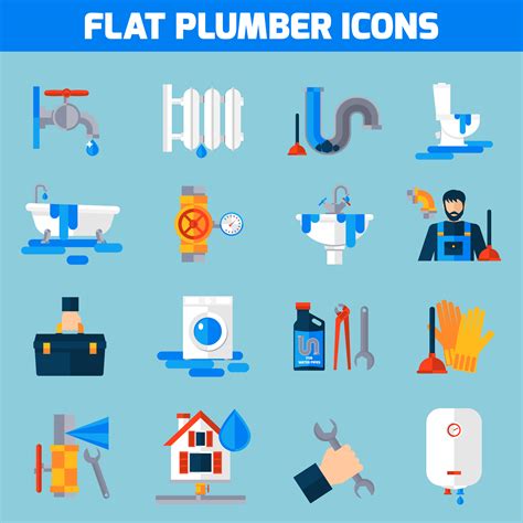 Plumber Service Flat Icons Set 473079 Vector Art At Vecteezy