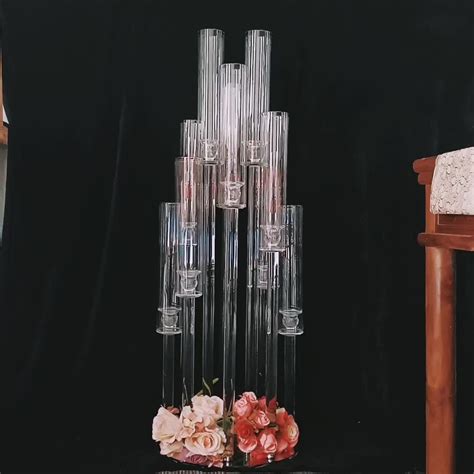 New Wedding Centerpiece Tall Glass Tubes Crystal Candle Holders And