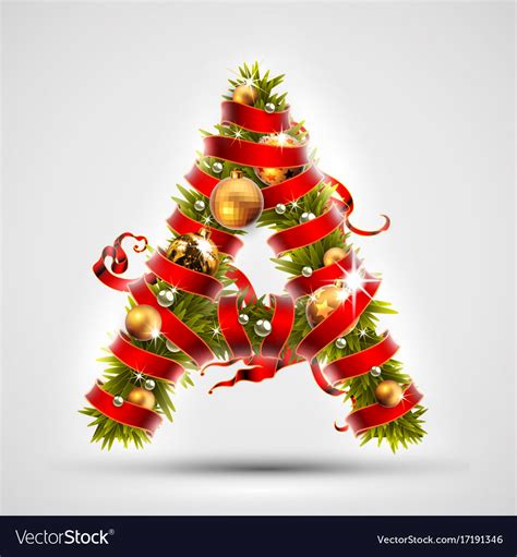 Christmas Font Letter A Tree Royalty Free Vector Image