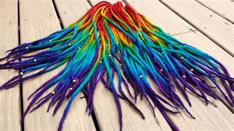 De Rainbow Wool Dreads Approx 36 Inches From Tip To Tip 18 Inches When