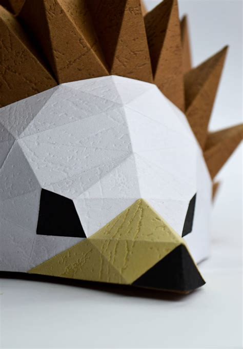 Papercraft Hedgehog Animal 3d Low Poly Paper Sculpture Diy Etsy Low
