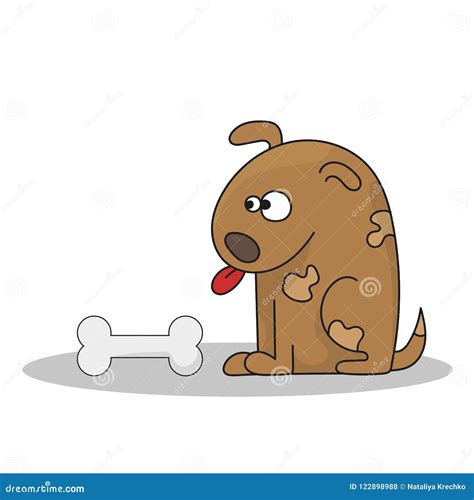Vector Illustration Of Cartoon Dog With Bone Stock Vector