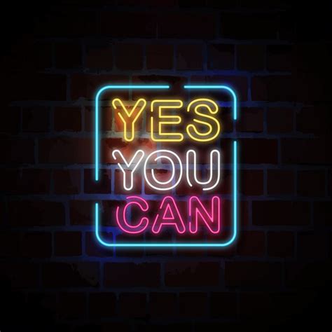 Premium Vector Yes You Can Neon Style Sign Illustration