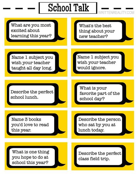 School Talk Conversation Starters Written Reality Conversation