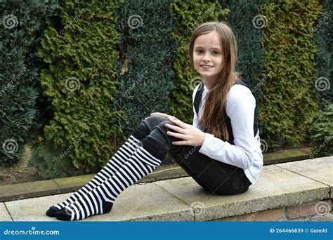 Happy Teeny With Striped Socks Stock Image Image Of Beauty Caucasian 264466839