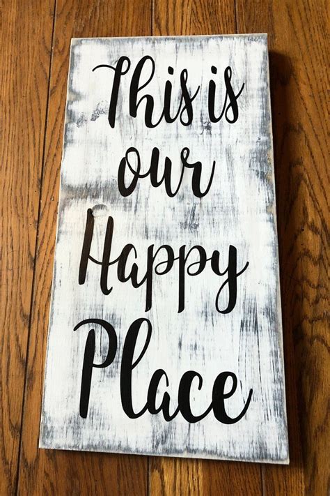 This Is Our Happy Place Distressed Farmhouse Style Sign Rustic This Is
