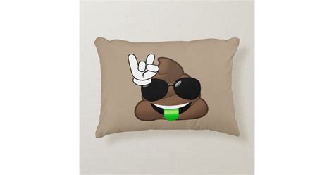 Rock On Emoji Poop Decorative Pillow Zazzle