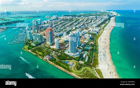 Aerial View City Miami Beach South Beach Florida Usa Stock Photo Alamy