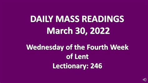 March 30 2022 Catholic Daily Mass Readings Youtube